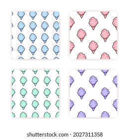 Cotton candy icon vector seamless pattern. Sweet dessert cloud food. Funny isolated clipart drawing. Carnival party baby and kids snack. Cute illustration.