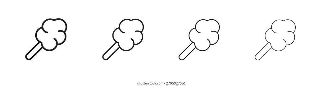 Iconos del caramelo del algodón en Elementos negros de la línea simple.