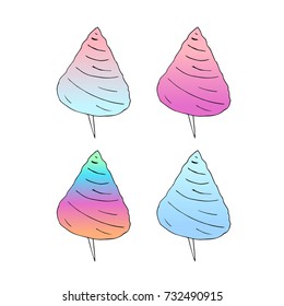 Cotton candy  illustration. Doodle style. Design icon, print, logo, symbol, decor, textile, paper.