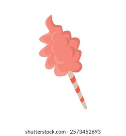 Cotton candy illustration. Soft candy. Sweet food. Ice cone. Confection. Kids food. 