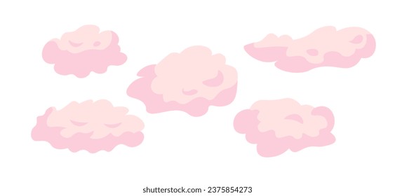 Cotton candy like fluffy clouds 2D cartoon object. Puffy cloudscape isolated vector item white background. Joy enjoy. Magic atmosphere. Dream dreamy weather forecast color flat spot illustration