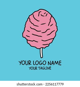 logotipo de golosinas. ilustración vectorial del logo de golosinas de algodón. adecuado para la tienda de algodón y el logotipo de la tienda o restaurante de postres, y elemento de diseño gráfico.