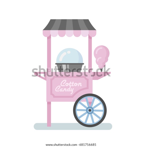 Cotton Candy Machine Flat Illustration Stock Vector (Royalty Free