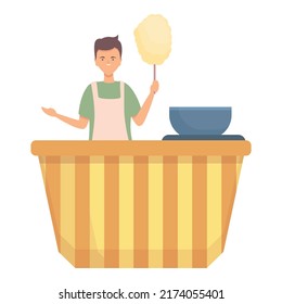 Cotton candy market icon cartoon vector. Food cart. Stand shop