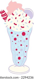 Cotton Candy Milkshake Hand Drawn Illustration