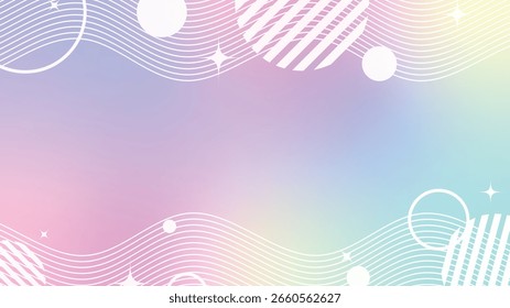 Cotton Candy Pastel Blended Gradient Background with with Abstract Shapes Flat Decoration Frame