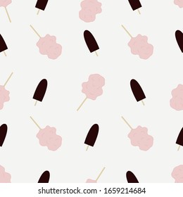 Cotton candy and popsicle seamless pattern. Vector illustration.