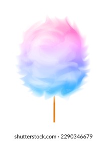 Cotton Candy Realistic Pink Cotton Candy On Wooden Stick Summer