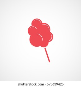 Cotton Candy Red Flat Icon On White Background