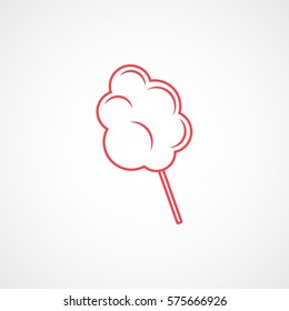Cotton Candy Red Line Icon On White Background