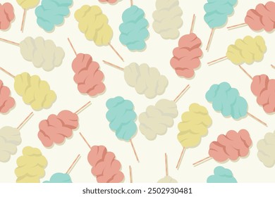 cotton candy seamless pattern in flat vector for background ,cover,wrapper,wallpaper,etc