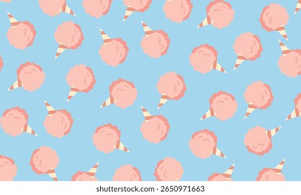 Cotton candy seamless pattern. Perfect for textiles, wallpapers and sweet themed designs, postcards or covers.