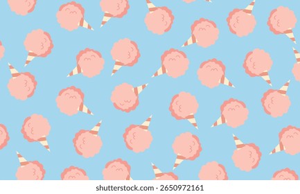 Cotton candy seamless pattern Vector illustration