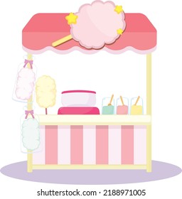 Cotton Candy Stall with Colorful Sugar