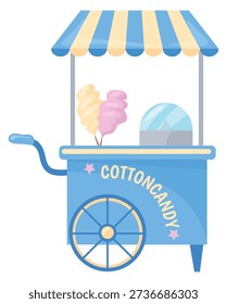 Cotton candy stand. Cartoon park food cart