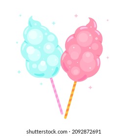 Caramelos de algodón. Nubes de azúcar. Icono, ilustración vectorial