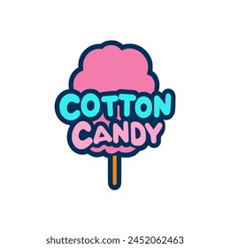 cotton candy sweet snack sticker t shirt vector illustration template design