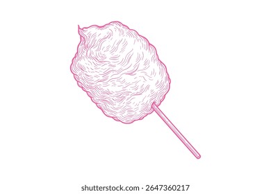 Cotton Candy Sweet Treat on a Stick in Pink Color for Carnival Fun
