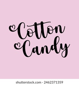 cotton candy text on pink background.