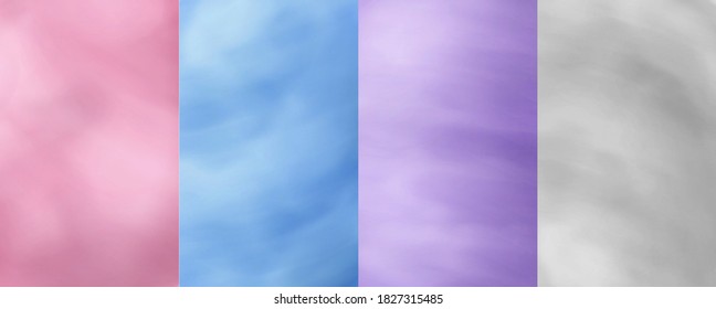 Cotton candy textures. Sweet sugar floss pink, blue and violet, gray clouds. Abstract fluffy dessert vector backgrounds for banner and flyer, elegant wedding invitation card template wallpaper design