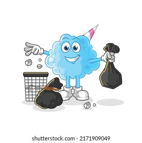 the cotton candy Throw garbage mascot. cartoon vector