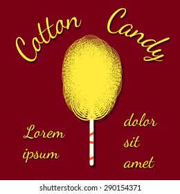 Cotton candy. Vector illustration in flat style design on colorful background