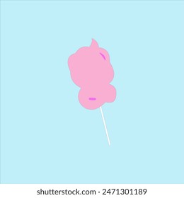 Cotton candy vector illustration on blue background. Childhood snack