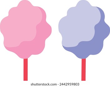 Cotton candy vector illustration in pink and blue colours