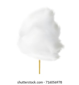 Cotton candy. White sugar clouds. Realistic 3d  icon. Vector illustration for your design.