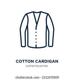 cotton cardigan icon from clothes collection. Thin linear cotton cardigan, collection, cotton outline icon isolated on white background. Line vector cotton cardigan sign, symbol for web and mobile