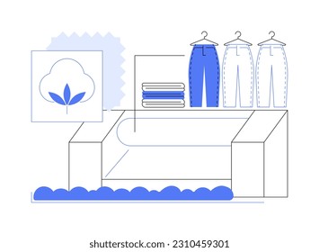 Cotton carding abstract concept vector illustration. Cotton coming off of picking machine, fabrics carding, jeans production, denim manufacturing, textiles and clothing abstract metaphor.
