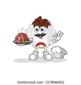 the cotton chef with meat mascot. cartoon vector