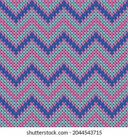 Cotton chevron stripes knitting texture geometric seamless pattern. Pullover knitting pattern imitation. Traditional seamless knitted pattern. Handicraft backdrop.