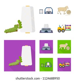 Cotton, coil, thread, pest, and other web icon in cartoon,flat style. Textiles, industry, gear icons in set collection.