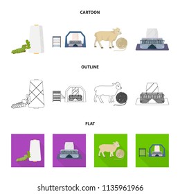 Cotton, coil, thread, pest, and other web icon in cartoon,outline,flat style. Textiles, industry, gear icons in set collection.