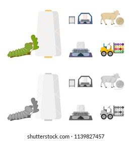 Cotton, coil, thread, pest, and other web icon in cartoon,monochrome style. Textiles, industry, gear icons in set collection.