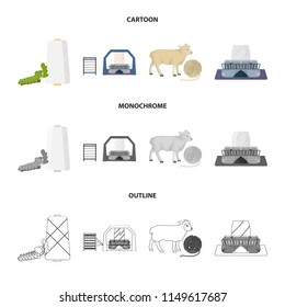 Cotton, coil, thread, pest, and other web icon in cartoon,outline,monochrome style. Textiles, industry, gear icons in set collection.