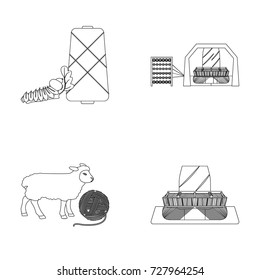 Cotton, coil, thread, pest, and other web icon in outline style. Textiles, industry, gear icons in set collection.
