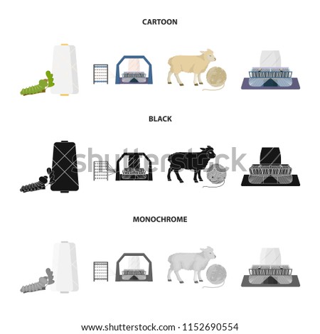 Cotton, coil, thread, pest, and other web icon in cartoon,black,monochrome style. Textiles, industry, gear icons in set collection.