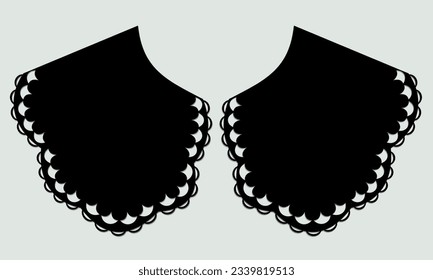 vector de diseño de encaje de cuello de algodón. plantilla de esbozo de recorte técnico de vista frontal. detalle de corte por láser de línea de cuello con algodón de encaje vintage. adorno decorativo de bordado de eyelet para el borde de tela.