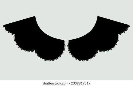 vector de diseño de encaje de cuello de algodón. plantilla de esbozo de recorte técnico de vista frontal. detalle de corte por láser de línea de cuello con algodón de encaje vintage. adorno decorativo de bordado de eyelet para el borde de tela.