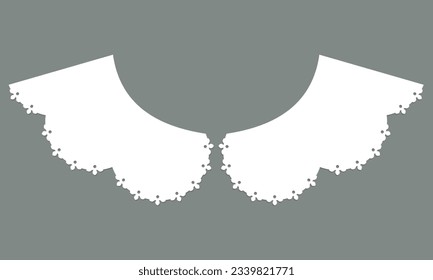 cotton collar lace design vector. front view technical trim sketch template. neckline laser cut detail with vintage lace cotton. eyelet embroidery decorative ornament for fabric border.