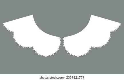 cotton collar lace design vector. front view technical trim sketch template. neckline laser cut detail with vintage lace cotton. eyelet embroidery decorative ornament for fabric border.