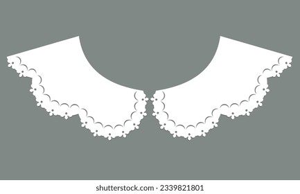cotton collar lace design vector. front view technical trim sketch template. neckline laser cut detail with vintage lace cotton. eyelet embroidery decorative ornament for fabric border.