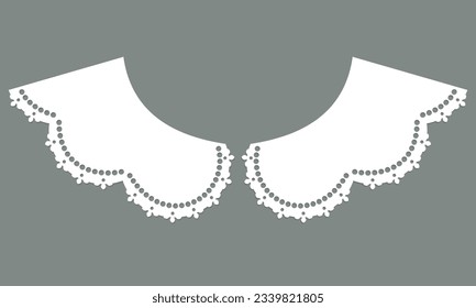 cotton collar lace design vector. front view technical trim sketch template. neckline laser cut detail with vintage lace cotton. eyelet embroidery decorative ornament for fabric border.