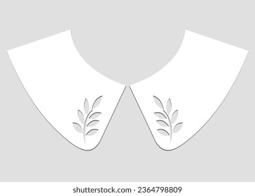 cotton collar lace design vector. front view technical trim sketch template. neckline laser cut detail with vintage lace cotton. eyelet embroidery decorative ornament for fabric border.
