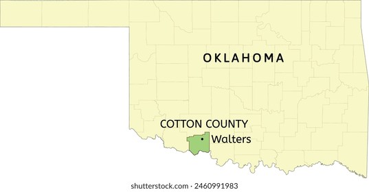 Cotton County and city of Walters location on Oklahoma state map