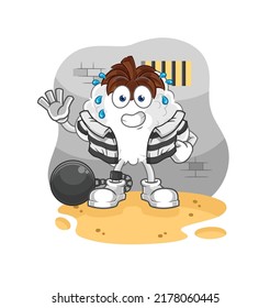the cotton criminal in jail. cartoon character