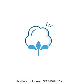 Icono de línea vectorial de cultivo de algodón en color azul.
