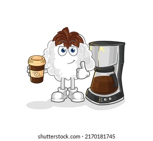 the cotton drinking coffee illustration. character vector